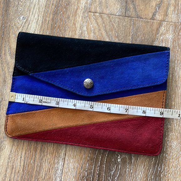 Patricia Nash Suede Patchwork Stripe Flap Clutch - Picture 11 of 11
